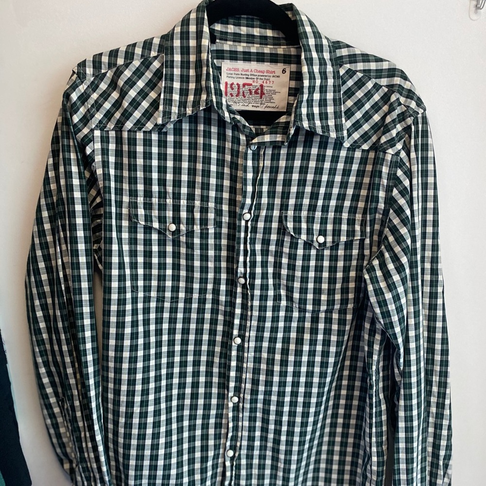 JACHS Men’s Casual Snap Button Down Shirt